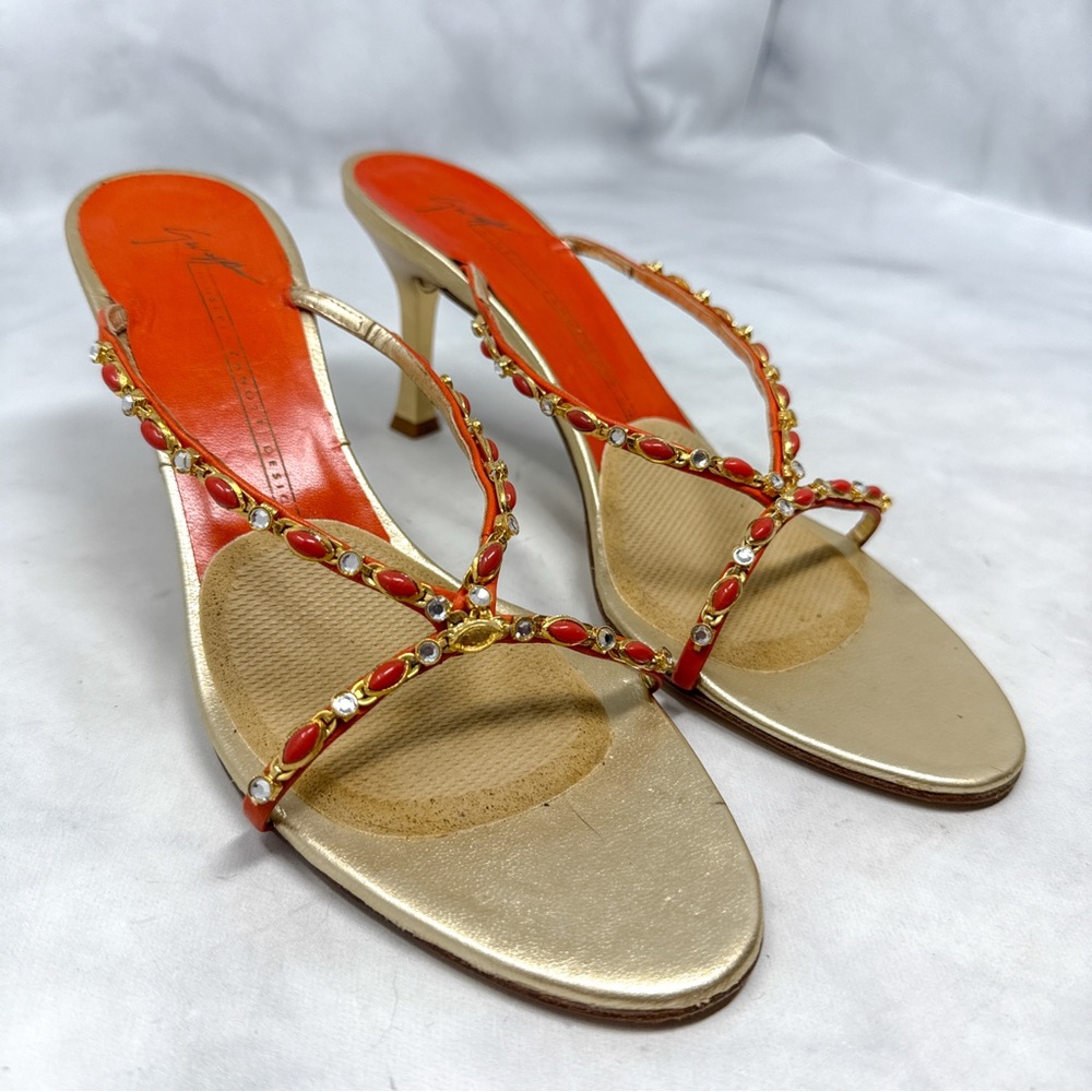 Giuseppe Zanotti Vicini Vintage Y2K Embellished Kitten Heel Mule Sandal 2000s 37 - Picture 4 of 15